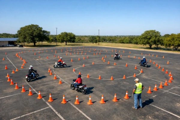 Campo de entrenamiento del curso de seguridad para motociclistas de Texas para obtener un descuento en el seguro