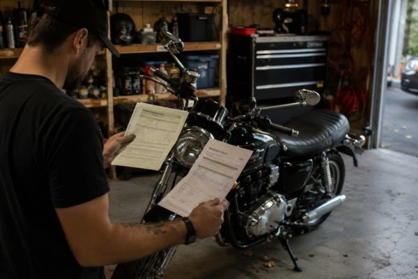 Propietario de motocicleta sin licencia obteniendo cobertura de seguro.