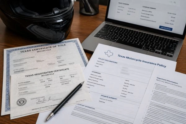 Documentos que requieren información legal sobre el seguro de motocicletas en Texas