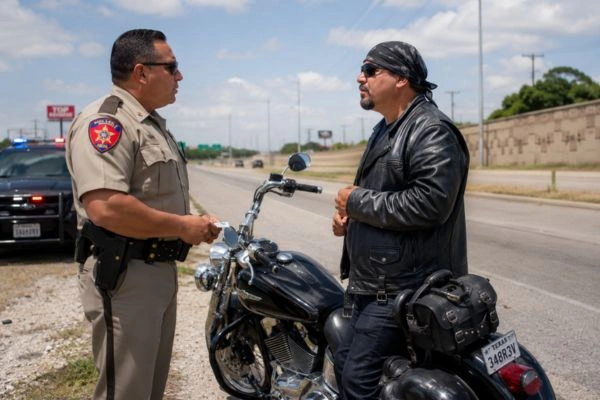 Motociclista sin licencia durante un control de tráfico