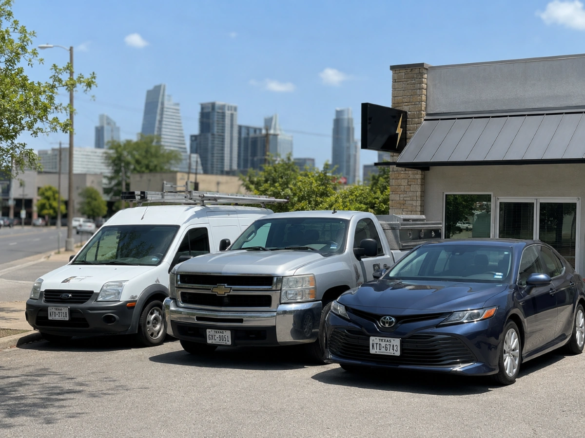 Vehículos comerciales en negocio de Austin