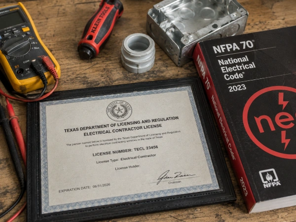 Licencia eléctrica y código de Texas