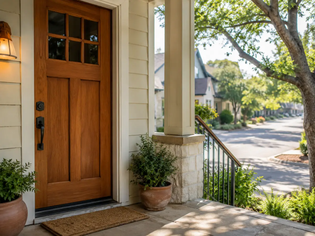 Puerta de casa en Austin, tema seguro de casa y robos