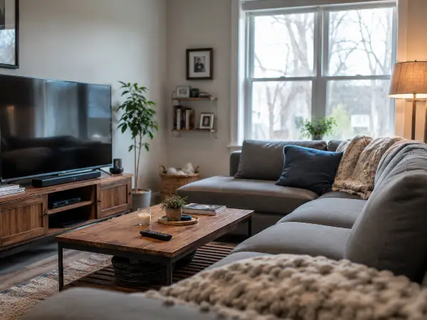 Sala con muebles cubiertos por el seguro de propiedad personal