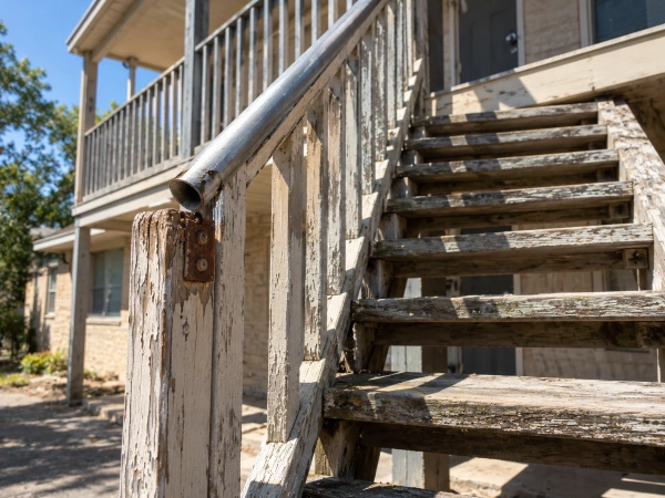 Barandal suelto en la escalera de una casa de renta en Texas