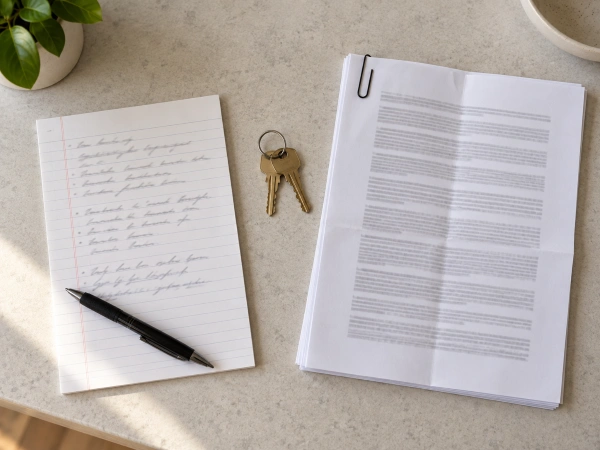 Aviso por escrito con fecha para el dueno junto a las llaves del apartamento y el contrato
