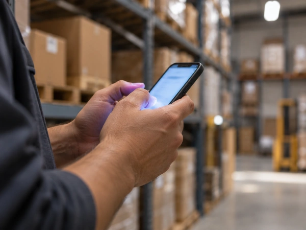 Revisando en el teléfono los requisitos de seguro de una plataforma de venta