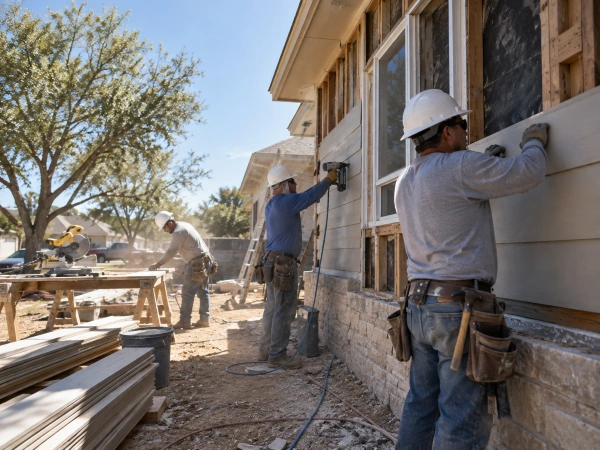 Cuadrilla de construcción en Austin con seguro de vida atado al empleador