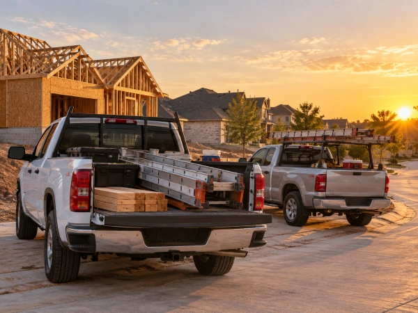 Trocas de trabajo de un negocio de construcción en una obra en Austin