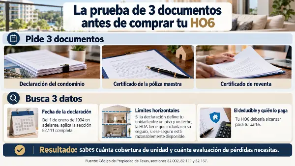 Infografía: los 3 documentos y los 3 datos que debes revisar antes de comprar un seguro de condominio HO6